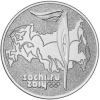 25 рублей Сочи 2014 Факел, юбилейная олимпийская монета