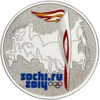 25 рублей Сочи 2014 Факел, цветная олимпийская монета